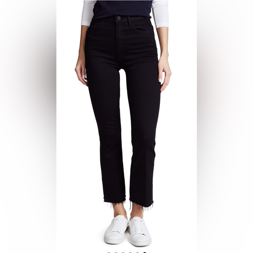 Mother Hustler Ankle Fray Black Jeans